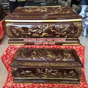 Quách tiểu sứ hoa sen màu nâu cổ nhũ vàng mái Vòm cỡ Đại