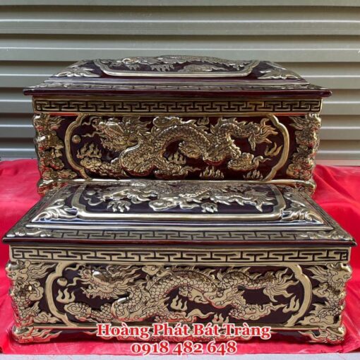 Tiểu quách sứ men nâu cổ mái vòm cỡ Đại mạ vàng cao cấp QTVK15
