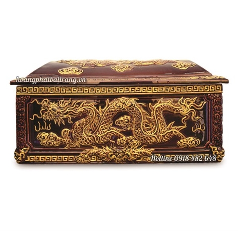 Tiểu quách men nâu cổ, mái vòm Vàng kim cao cấp cỡ Đại