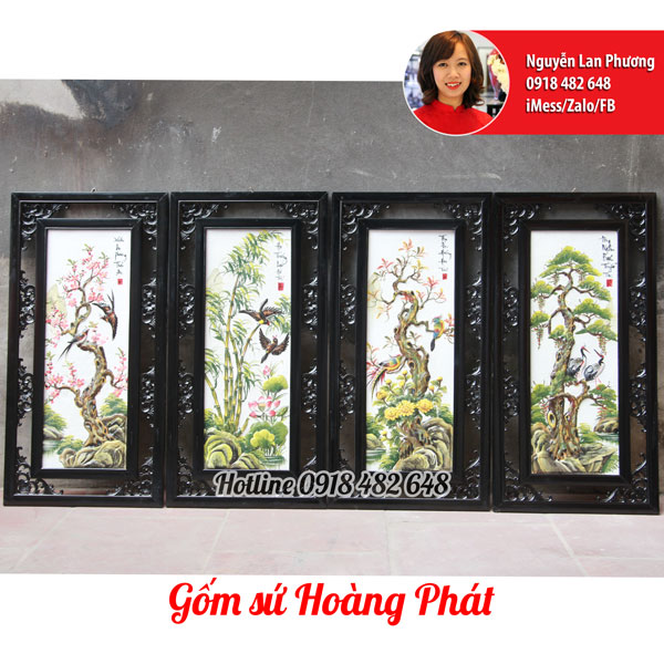 Tranh gốm sứ tứ quý bốn mùa cỡ nhỏ