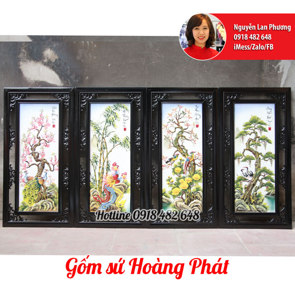 Tranh sứ tứ quý bốn mùa 3D