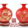 Bình hút tài lộc Tùng Hạc màu đỏ vàng kim cao cấp H26cm