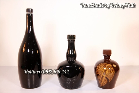 Nậm rượu dáng dài - men đen