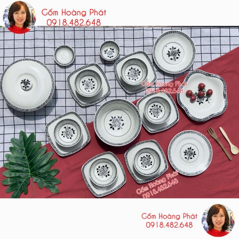 Bộ đồ ăn hoa xoáy cao cấp Bát Tràng
