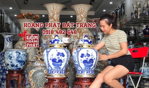 Chóe công đào phú quý men rạn đắp nổi cao cấp Bát Tràng