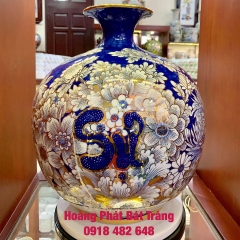 Sắp xếp bình hút tài lộc Vạn Sự Như Ý vàng kim 24k Bát Tràng