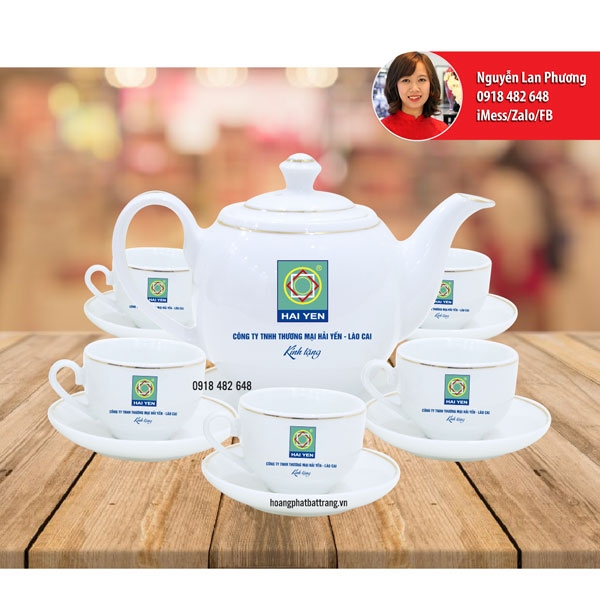 Ấm chén in logo Công ty TNHH Thương mại Hải Yến - Lào Cai