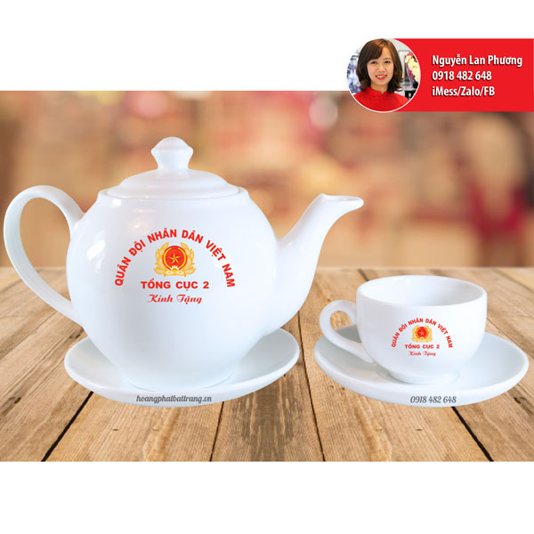Ấm chén in logo Quân đội Nhân dân Việt Nam