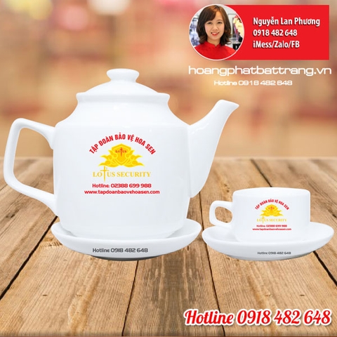 bộ ấm chén in ấn logo quà tặng khách hàng