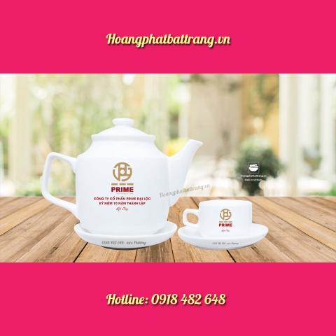 Ấm chén in ấn logo PRIME - CTCP Prime Đại Lộc