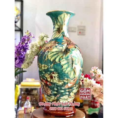 bao binh ca hoa sen nen xanh vang kim cao cap h60 2