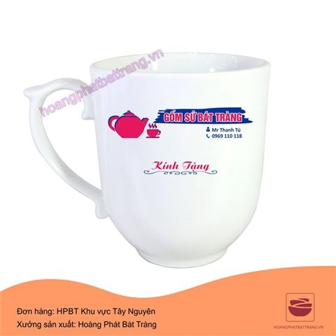 Cốc sứ Bát Tràng in logo dáng ngọn lửa