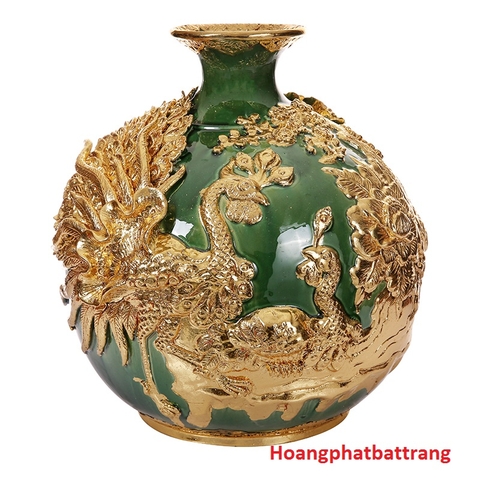 Cách đặt bình hút lộc để thăng tiến, tiến lộc, mang lại may mắn - Bình hút tài lộc xanh ngọc lục bảo dát vàng