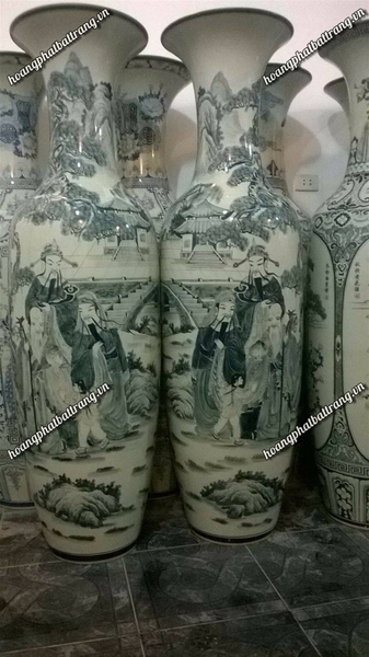 Đôi lộc bình vẽ Tam Đa, Phúc, Lộc, Thọ, may mắn, phát tài lộc