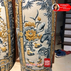 Lục bình sứ tứ quý men rạn đắp nổi kỹ Bát Tràng1m75