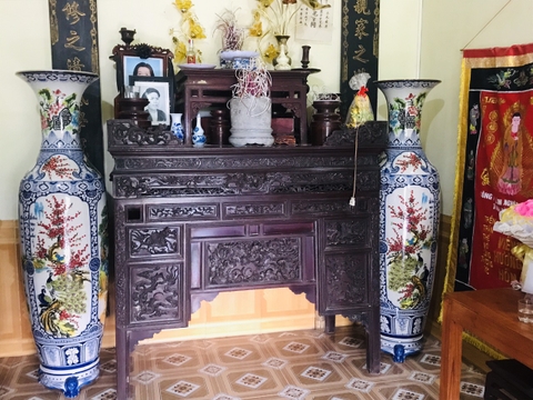 Lục bình sứ tứ quý phối màu cao cấp 1m55