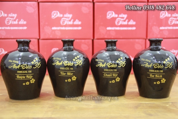 nậm rượu Bát Tràng in ấn logo