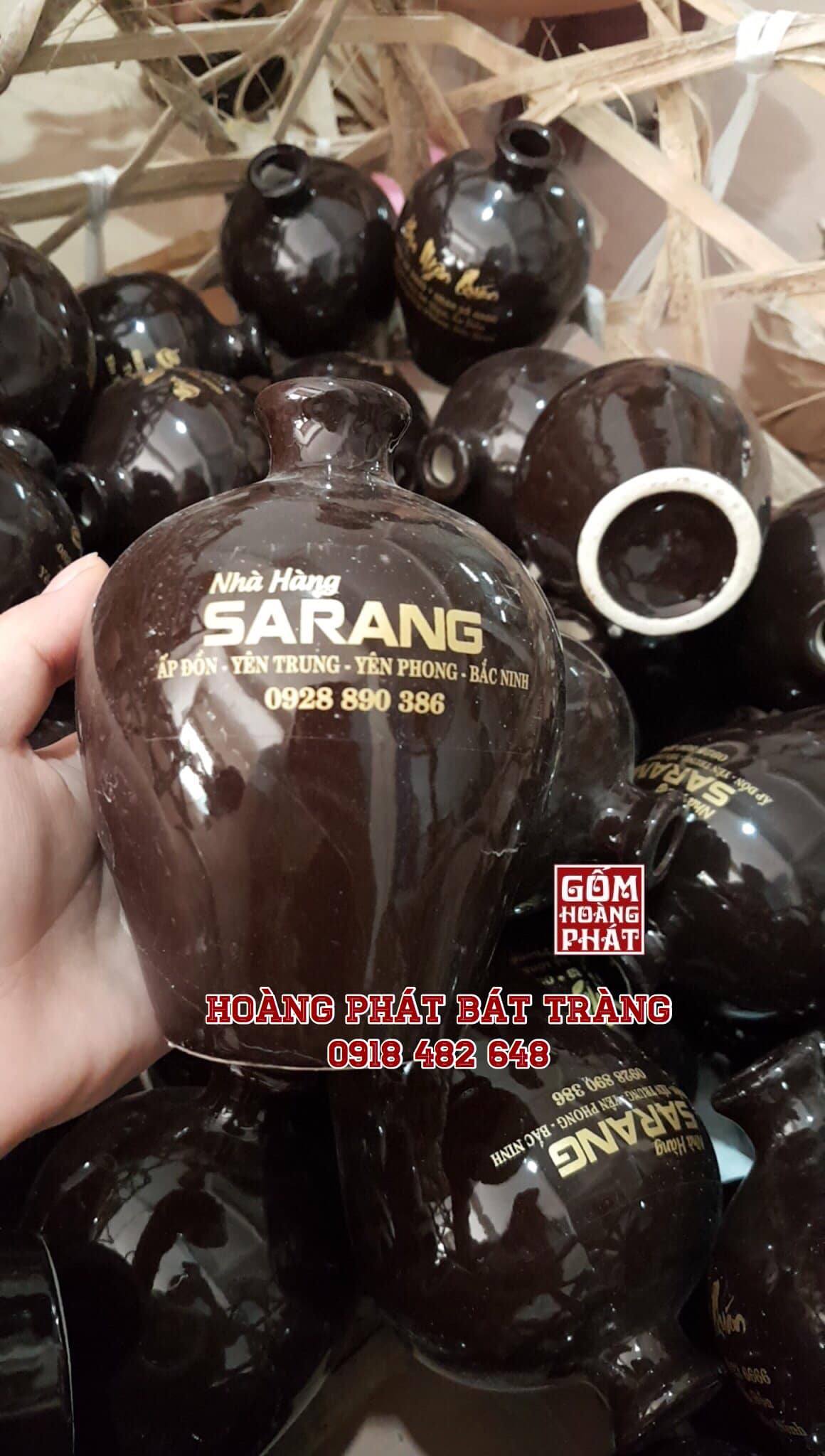 Nậm rượu men nâu bóng Bát Tràng 500ML