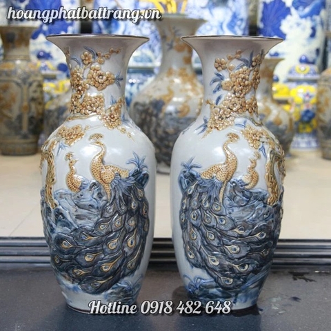 Ý nghĩa cảnh chim công và hoa phù dung 3423