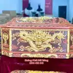 Quách tiểu sành bát giác rồng nâu đất dát vàng cỡ Đại