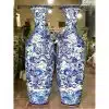 Lục bình sứ tứ linh men lam khử 1m4