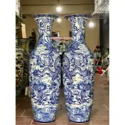 Alternative view of Lục bình sứ tứ linh men lam khử cao cấp 1m4