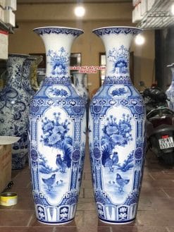 Lục bình sứ tứ quý men lam khử cao cấp 1m4