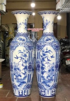 Lục bình sứ tứ quý men lam khử cao cấp 1m4