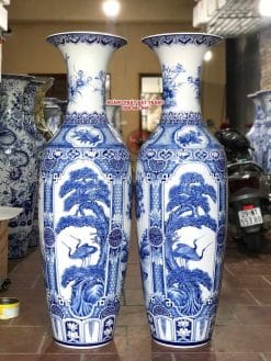 Lục bình sứ tứ quý men lam khử cao cấp 1m4