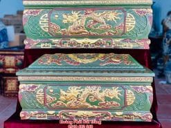 Quách tiểu sành rồng phình xanh lục dát vàng mái Vòm 2