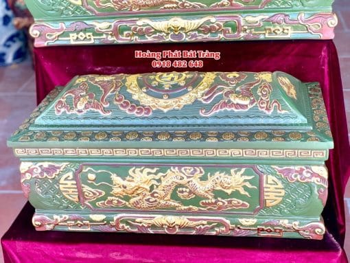 Quách tiểu sành rồng phình xanh lục dát vàng mái Vòm 5