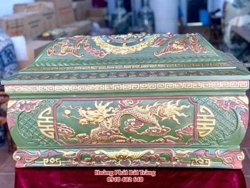 Quách tiểu sành rồng phình xanh lục dát vàng mái Vòm 3