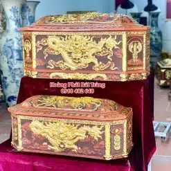 Quách tiểu sành bát giác rồng dát vàng cỡ Đại mái Vòm QTSA123