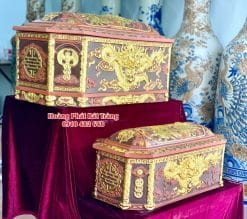 Quách tiểu sành bát giác rồng dát vàng cỡ Đại 1