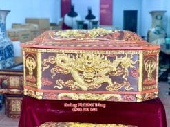 Quách tiểu sành bát giác rồng dát vàng cỡ Đại-2