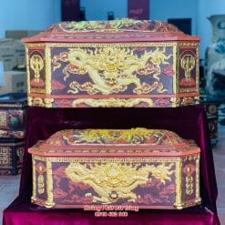 Quách tiểu sành bát giác rồng nâu đất vàng cỡ Đại mái Vòm