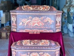 Quách tiểu sành bát giác sen lá nâu tỉa kỹ mái Vòm QTSA125 2