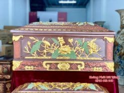 Quách tiểu sành hoa sen lá xanh dát vàng chân vuông