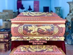 Quách tiểu sành rồng nâu đỏ phình dát vàng mái Vòm 1