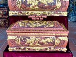 Quách tiểu sành mới nhất 2024 rồng nâu đỏ phình dát vàng mái Vòm 4