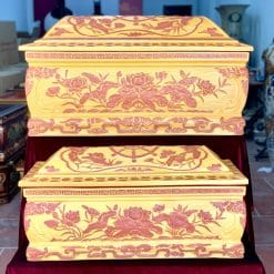 Quách tiểu sành sen phình màu vàng lưu ly mái Vòm QTSA134