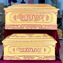 Quách tiểu sành rồng thời Lý màu vàng lưu ly cỡ Đại QTSA132