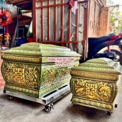 Quách tiểu sứ sen phình thạch anh nhũ vàng cỡ Đại 2