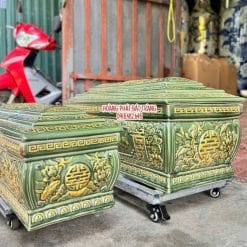 Quách tiểu sứ sen phình thạch anh nhũ vàng cỡ Đại 3