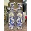 Lục bình sứ tứ quý men lam vẽ kỹ cao cấp