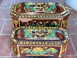 Quách tiểu sành bát giác sen xanh dát vàng cao cấp