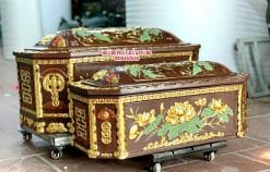 Quách tiểu sành bát giác sen xanh dát vàng cao cấp