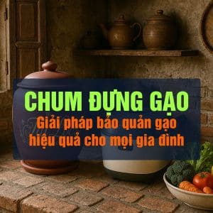 Chum đựng gạo, hũ đựng gạo và hũ gạo tài lộc.