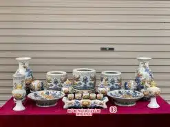 Bộ đồ thờ men rạn đắp nổi số 03