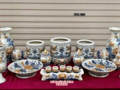 Bộ đồ thờ men rạn đắp nổi số 03